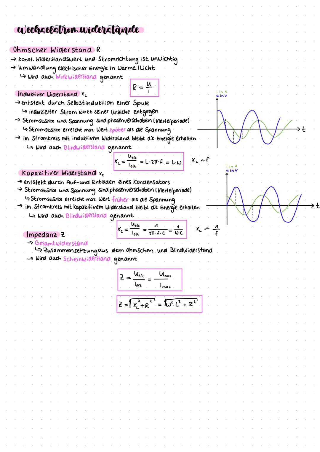 wechselstrombereis
Wechselspannung und wechselstrom
Zeigerdiagramm
u
Umax
Ueft
. Imax
ieft
2TT
T
W=2πf =
P. = wit
S = v.t
u(t)= Umax Sin (wi