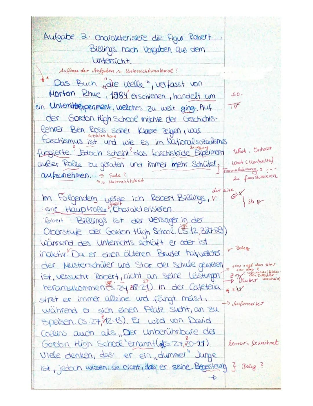 Klassenarbeit Nr.1
Deutsch EK, Jg. 10.
Thema: Inhaltsangabe einer ausgewählten Textstelle und Charakterisierung einer Figur aus
dem Roman "D