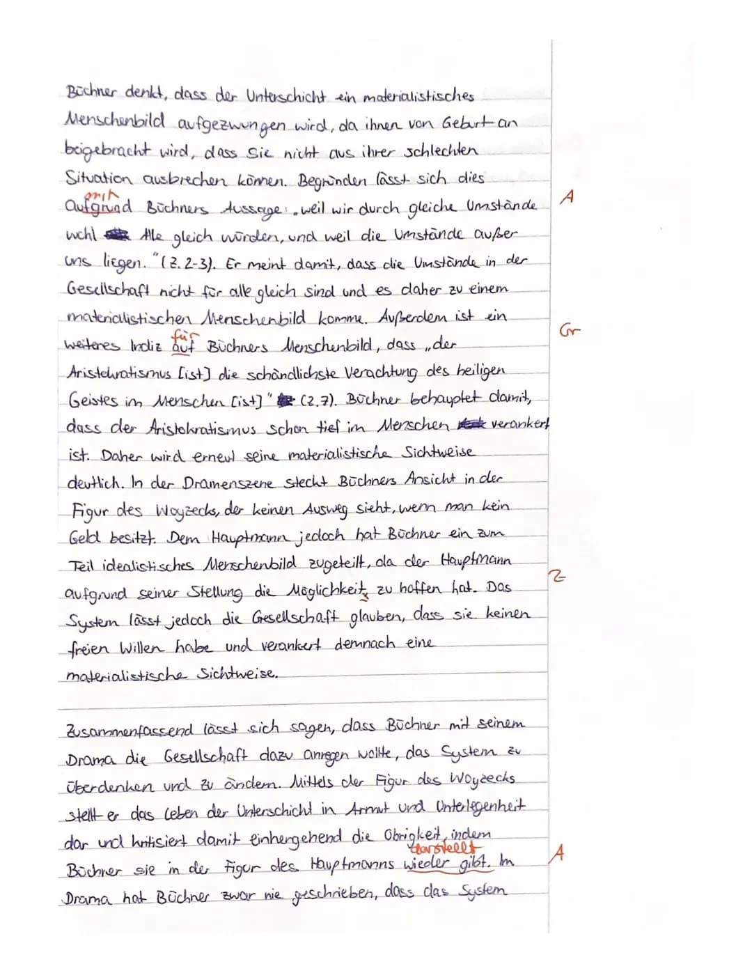 A) Inhaltliche Leistung
Kursarbeit 12/1/ Bewertungsbogen
(Georg Büchner: Woyzeck)
Inhaltliche Leistung Aufgabe 1
sinnvolle Einleitung
Die Sc