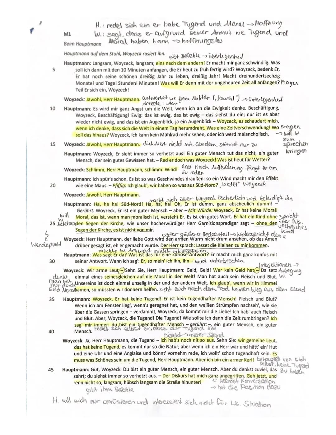 A) Inhaltliche Leistung
Kursarbeit 12/1/ Bewertungsbogen
(Georg Büchner: Woyzeck)
Inhaltliche Leistung Aufgabe 1
sinnvolle Einleitung
Die Sc