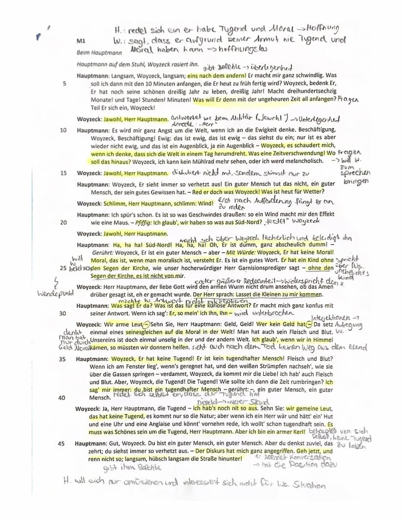 A) Inhaltliche Leistung
Kursarbeit 12/1/ Bewertungsbogen
(Georg Büchner: Woyzeck)
Inhaltliche Leistung Aufgabe 1
sinnvolle Einleitung
Die Sc