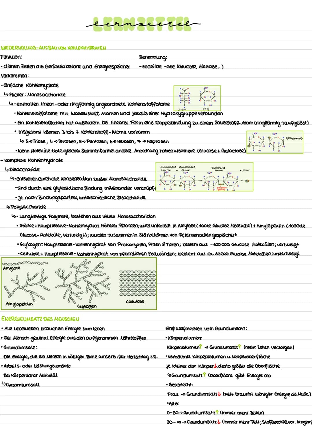 WIEDERHOLUNG-AUFBAU VON KOHLENHYDRATEN
Funktion:
Benennung:
-dienen Zellen als Gerüstsubastam und Energiespeicher -End silbe -ose (Glucose, 