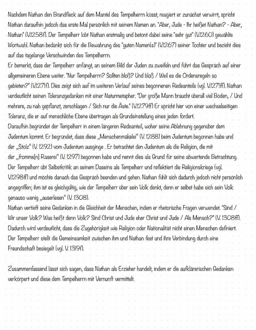 Nathan der Weise 2. Aufzug 5. Auftritt
In der vorliegenden Szene (2. Aufzug, 5. Auftritt) aus dem Drama ,,Nathan der Weise" von Gotthold Eph