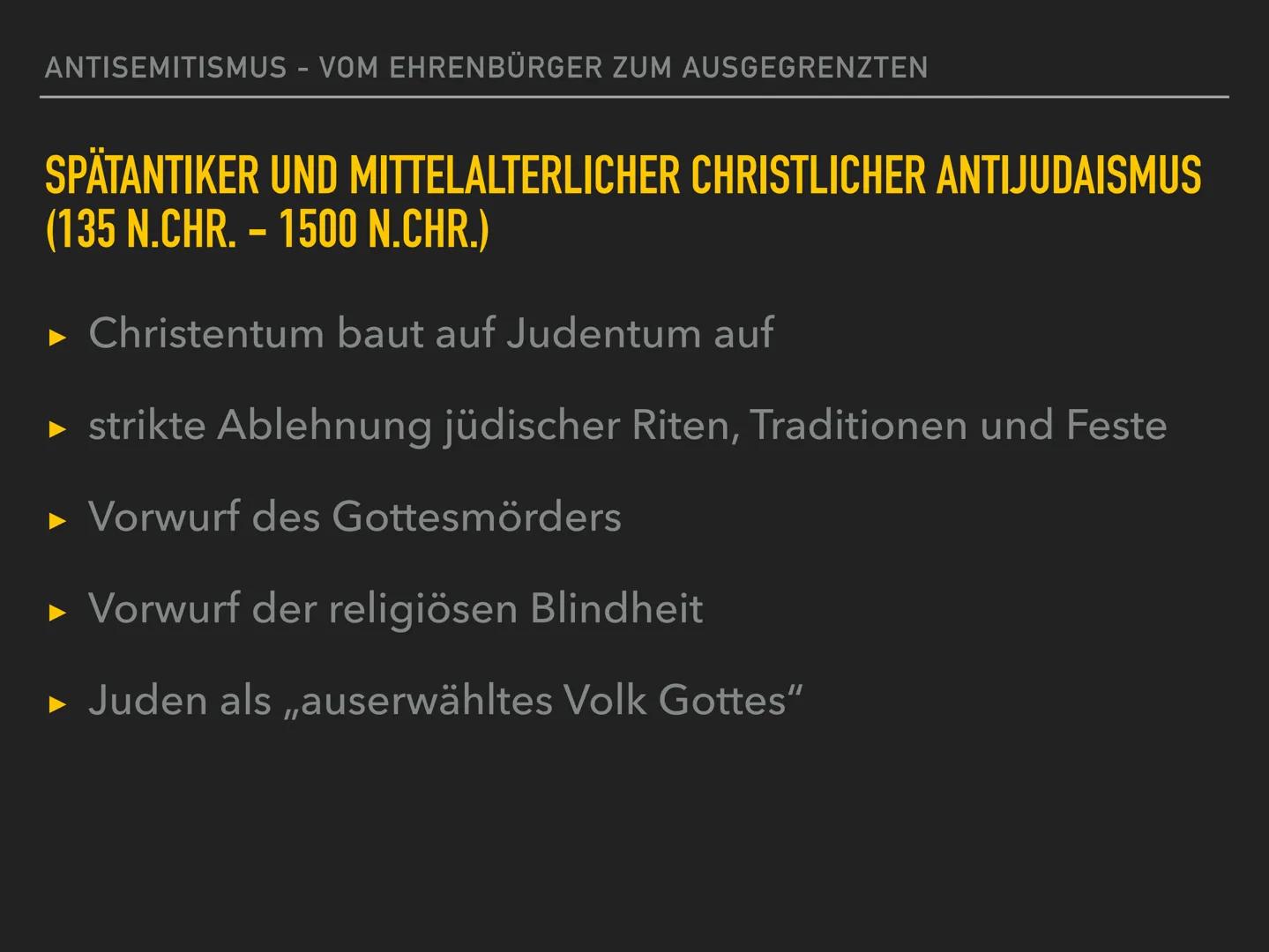 Antisemitismus
THEORO EN
- Rassentheorie
- ökonomische Theorie
- Außenseitertheorie
- Sündenbocktheorie
- Gottesmördertheorie
- Theorie des 