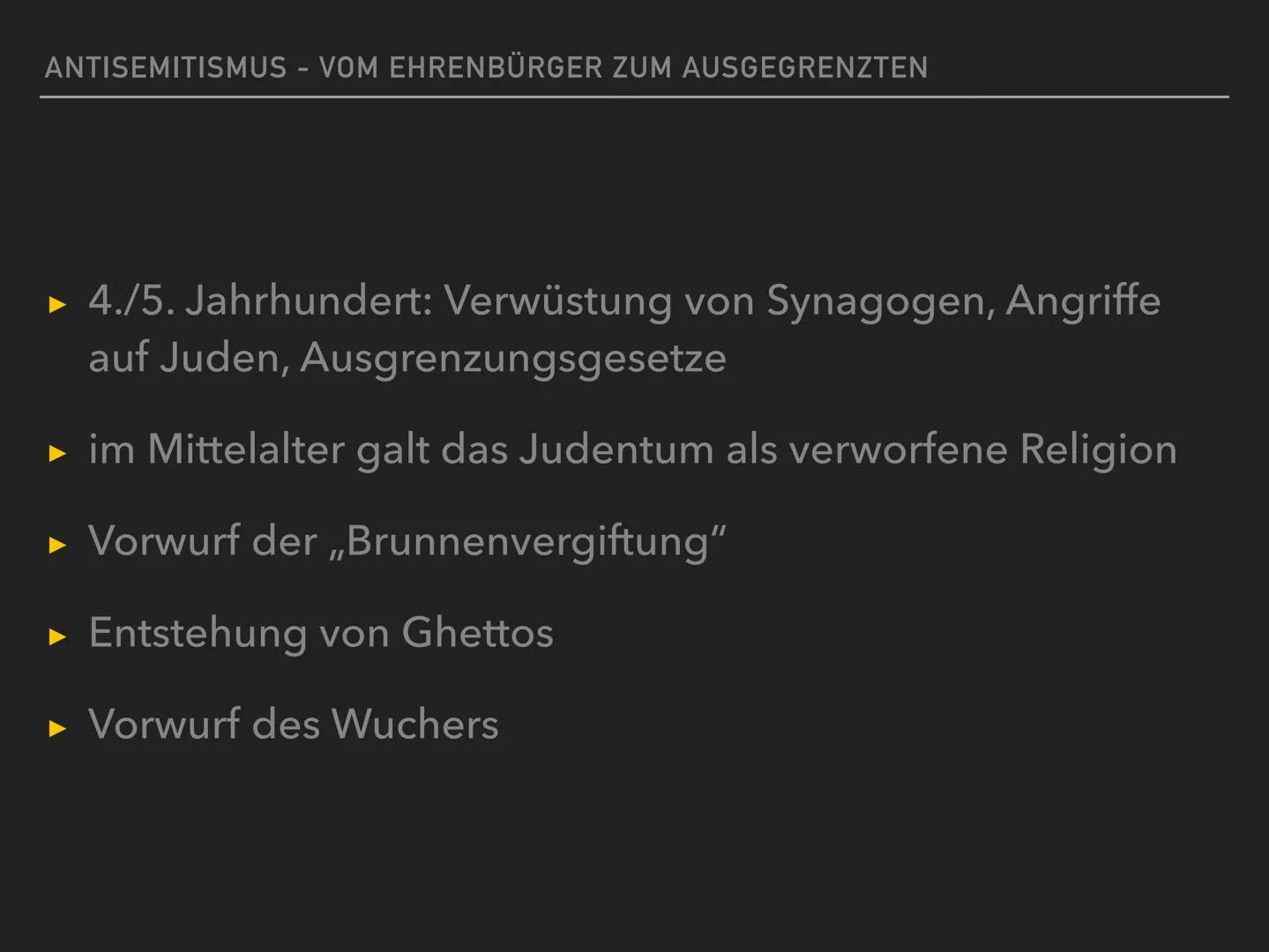 Antisemitismus
THEORO EN
- Rassentheorie
- ökonomische Theorie
- Außenseitertheorie
- Sündenbocktheorie
- Gottesmördertheorie
- Theorie des 