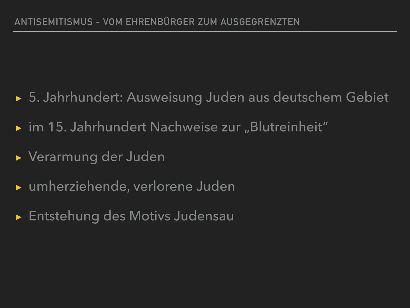 Antisemitismus
THEORO EN
- Rassentheorie
- ökonomische Theorie
- Außenseitertheorie
- Sündenbocktheorie
- Gottesmördertheorie
- Theorie des 