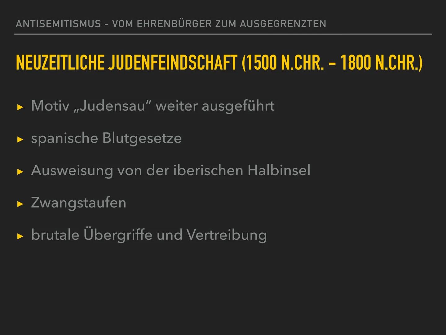 Antisemitismus
THEORO EN
- Rassentheorie
- ökonomische Theorie
- Außenseitertheorie
- Sündenbocktheorie
- Gottesmördertheorie
- Theorie des 