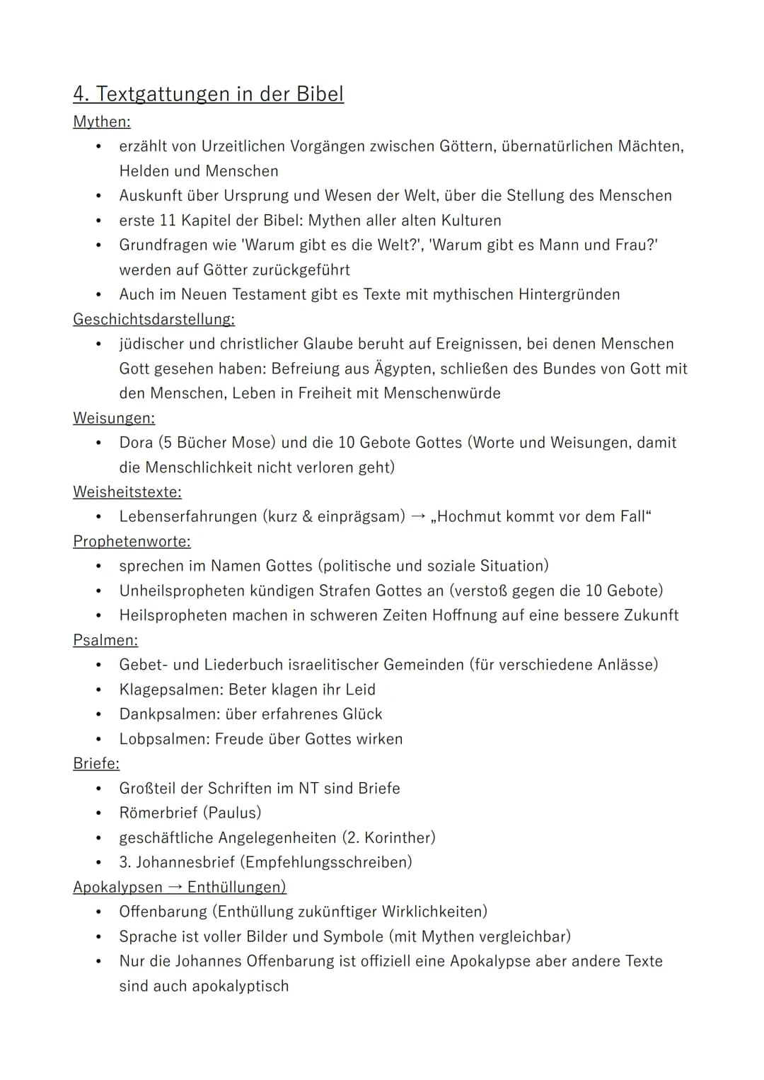 3. Der Inhalt der Bibel
Altes Testament & Neues Testament:
.
●
●
Bibel besteht aus dem Alten und Neuen Testament
Testament bedeutet so viel 