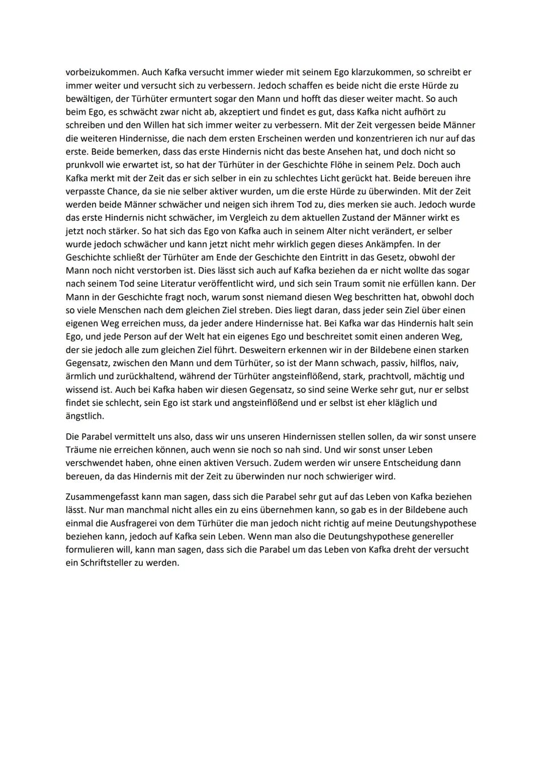 Interpretation: Vor dem Gesetz
Die Parabel "Vor dem Gesetz", wurde von Franz Kafka geschrieben und 1915 veröffentlicht. In der
Parabel wird 