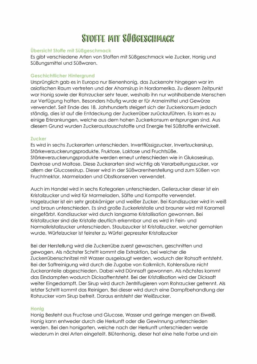 Stoffe mit Süßgeschmack
Judith Hofmann STOFFE MIT SUBGESCHMACK
Übersicht Stoffe mit Süßgeschmack
Es gibt verschiedene Arten von Stoffen mit 