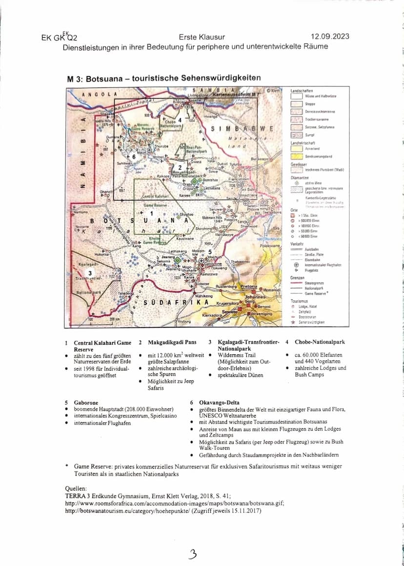 EK GKQ2
Erste Klausur
12.09.2023
Dienstleistungen in ihrer Bedeutung für periphere und unterentwickelte Räume
Thema: Strategien touristische