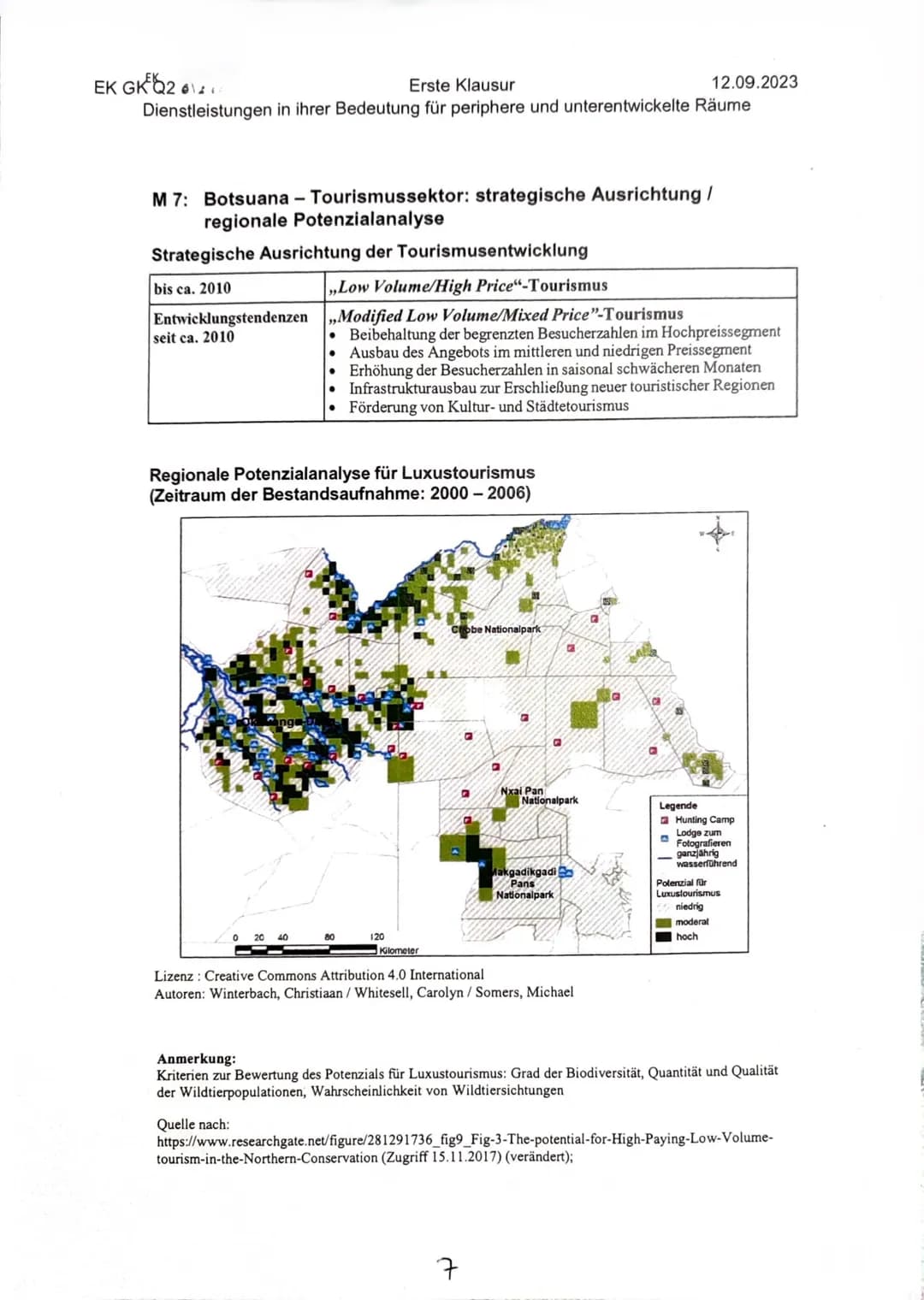 EK GKQ2
Erste Klausur
12.09.2023
Dienstleistungen in ihrer Bedeutung für periphere und unterentwickelte Räume
Thema: Strategien touristische