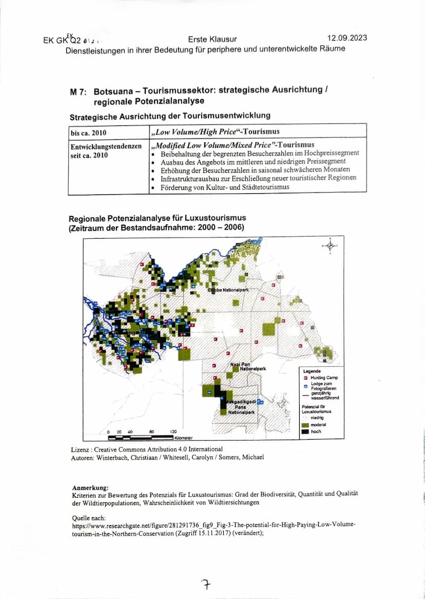 EK GKQ2
Erste Klausur
12.09.2023
Dienstleistungen in ihrer Bedeutung für periphere und unterentwickelte Räume
Thema: Strategien touristische