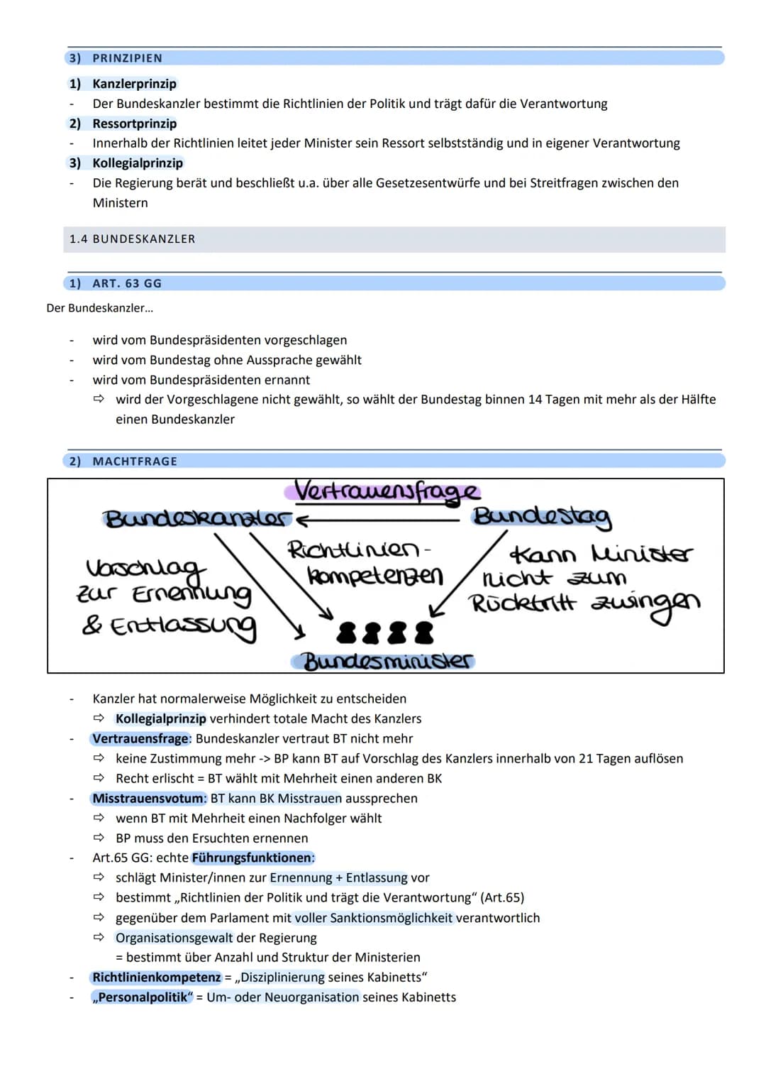 POWI KLAUSUR 2 (Q1)
THEMEN
1. Verfassungsorgane (Bundestag/-rat/-kanzler/-regierung)
➡ Gewaltenteilung & Gewaltenverschränkung
Verfassungsno