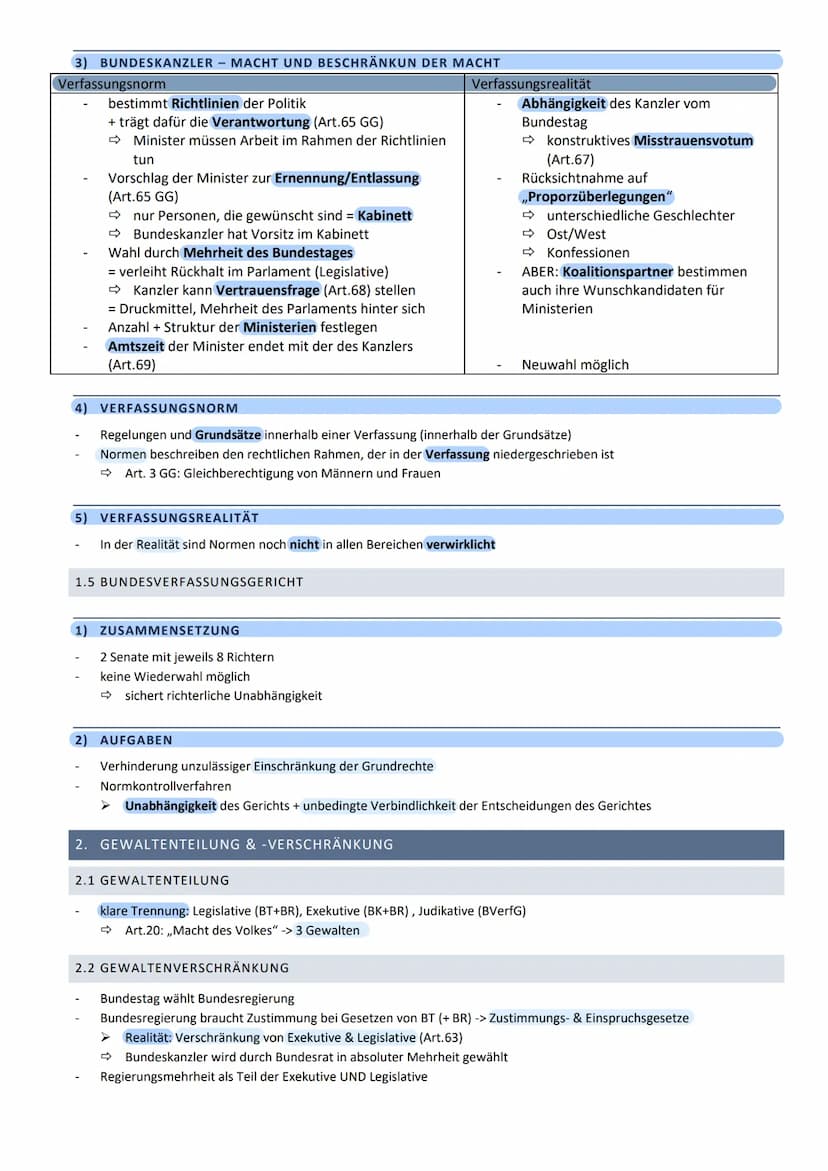 POWI KLAUSUR 2 (Q1)
THEMEN
1. Verfassungsorgane (Bundestag/-rat/-kanzler/-regierung)
➡ Gewaltenteilung & Gewaltenverschränkung
Verfassungsno