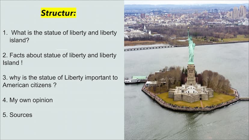 Immigration
Statue of Liberty
and Liberty Island
Presented by Al Massalmeh Btoul
*
(70012 à Structur:
1. What is the statue of liberty and l