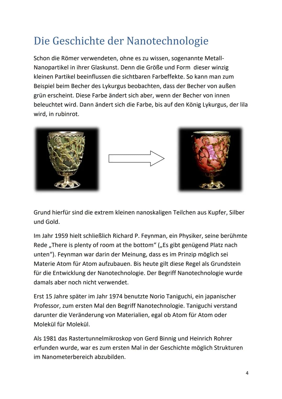 Nanotechnologie
Dokumentation
1 Inhaltsverzeichnis
Nanotechnologie
Definition...........
Die Geschichte der Nanotechnologie.
Der Lotuseffekt