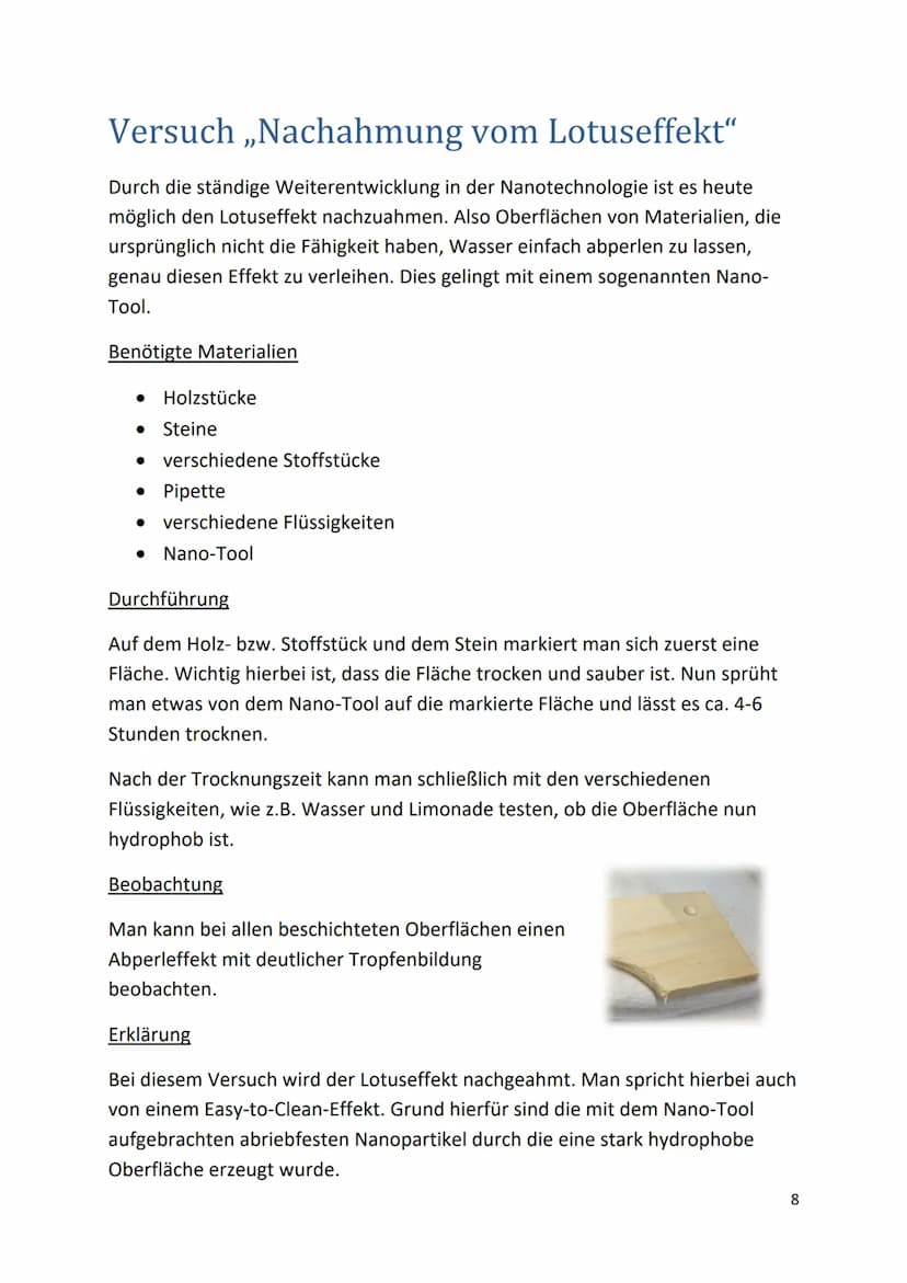 Nanotechnologie
Dokumentation
1 Inhaltsverzeichnis
Nanotechnologie
Definition...........
Die Geschichte der Nanotechnologie.
Der Lotuseffekt