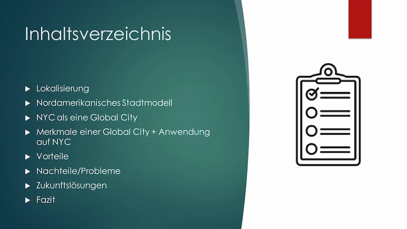 LU
EVEN
FROM AD
Global City New
York City
DIE STADT DIE NIEMALS SCHLÄFT Inhaltsverzeichnis
Lokalisierung
Nordamerikanisches Stadtmodell
NYC 