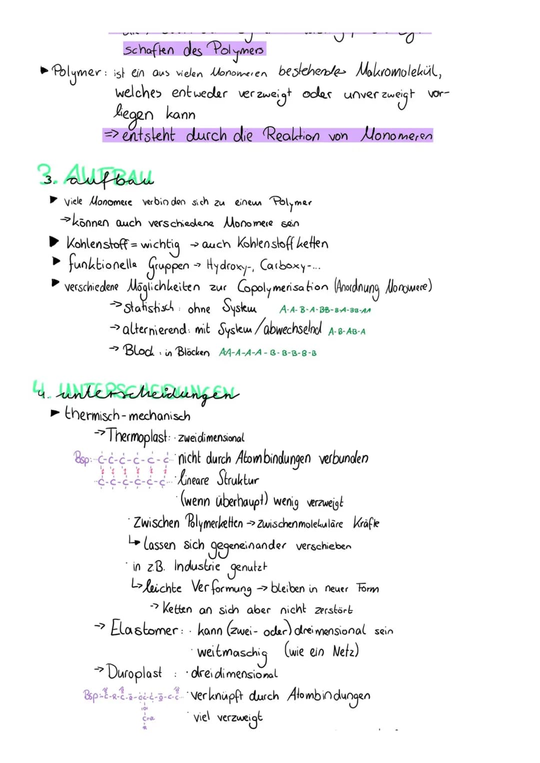 OC3: Kunststoffe
1. übersicht
(nach Maß Einteilung: Thermoplast
·
• Elastomer
Gefahren + Chancen
· Vorteilige/nachteilige)
Eigenschaften
Gef
