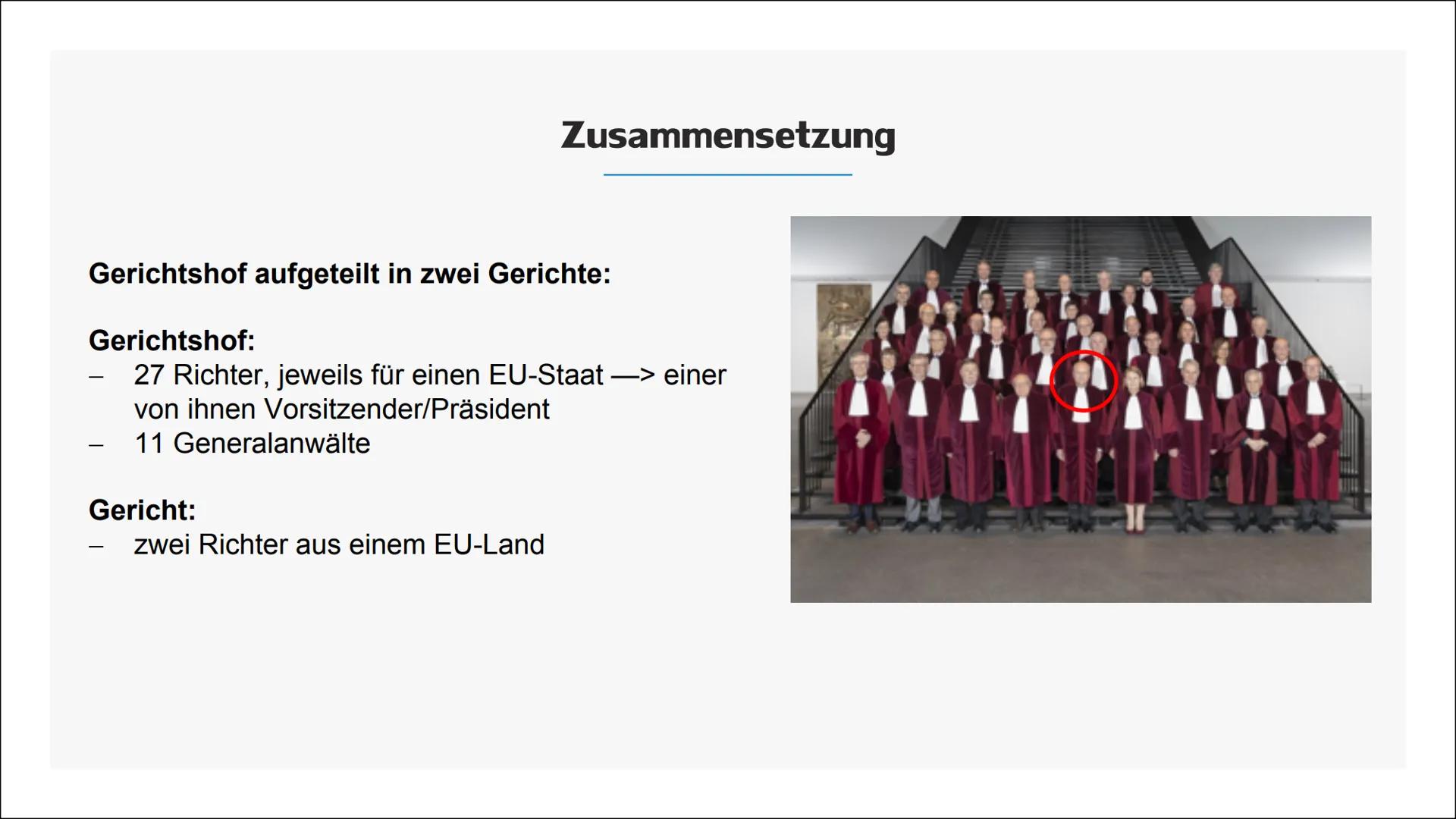 Der europäische
Gerichtshof
(EuGH) 01 Allgemeine Informationen
03 Zusammensetzung
05
Inhaltsverzeichnis
Die wichtigsten Klagearten
02 Aufgab