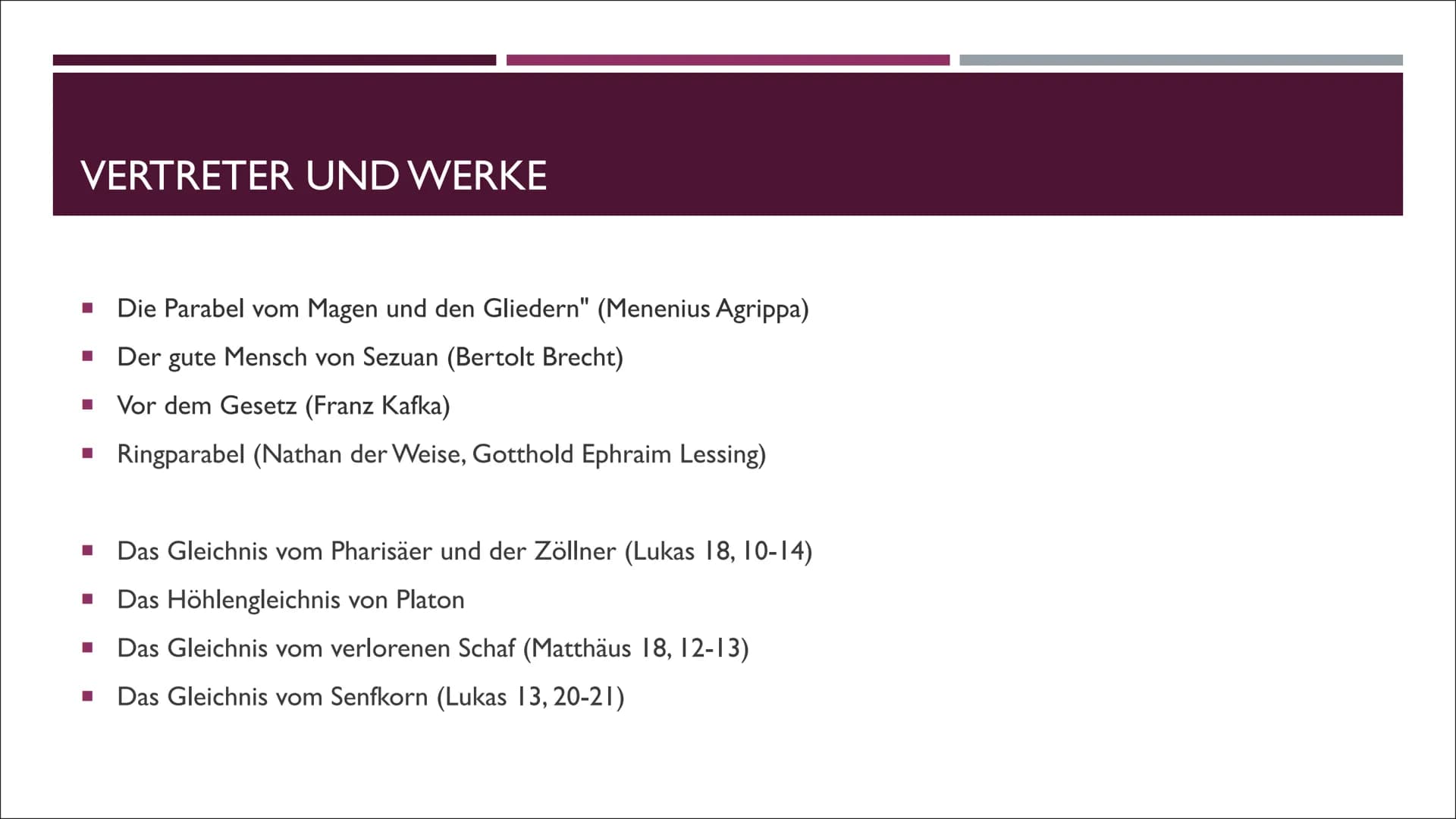 x²
PARABEL & GLEICHNIS
Gleichnisse
Der Glaube an die Wahrheit
Abenteuer der Bibel (24) Parabel: Epische Kurzform, in denen am Beispiel eines