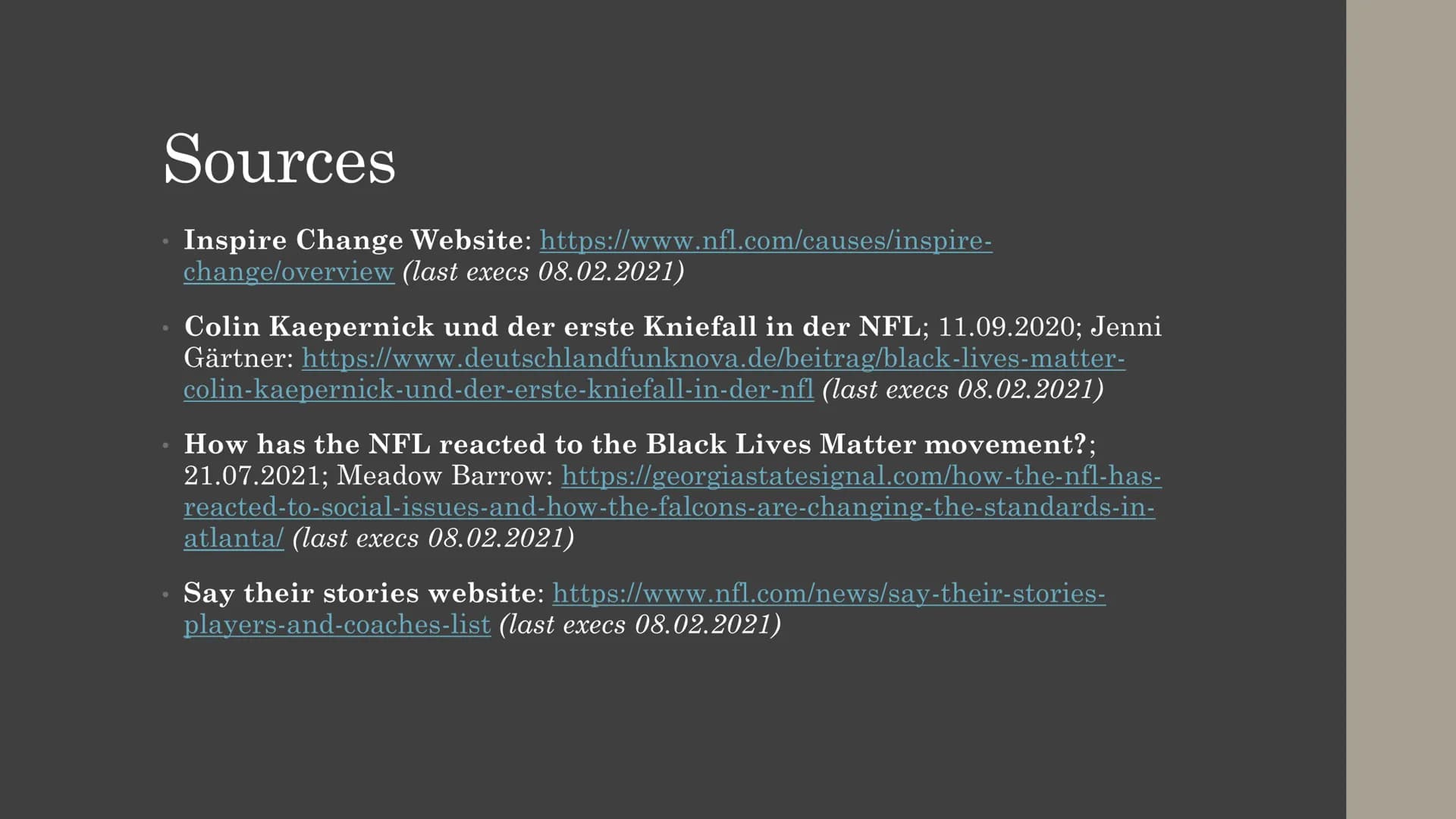 The NFL
and BLM
HI!!!
NFL
BLACK
LIVES
MATTER! Structure
The connection between the NFL and BLM
The Colin Kaepernick story
Approaches by play