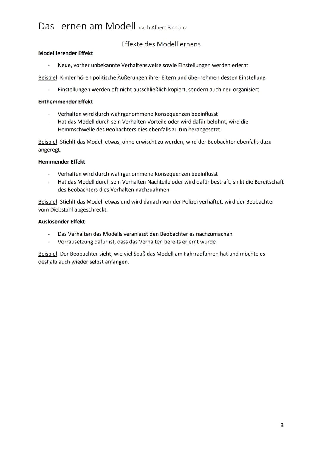 Das Lernen am Modell nach Albert Bandura
Arten der Bekräftigung
→ Bekräftigung gilt als förderlicher Faktor beim Modellernen, ist jedoch kei