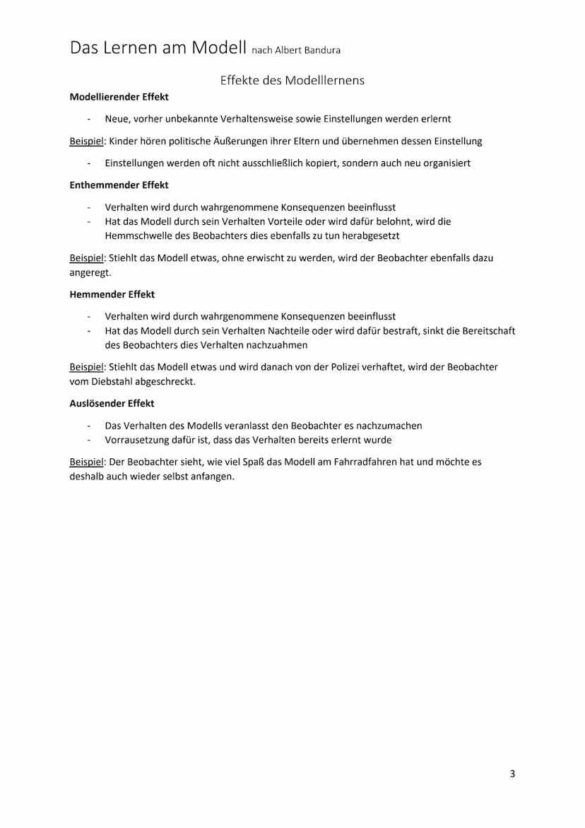 Das Lernen am Modell nach Albert Bandura
Arten der Bekräftigung
→ Bekräftigung gilt als förderlicher Faktor beim Modellernen, ist jedoch kei