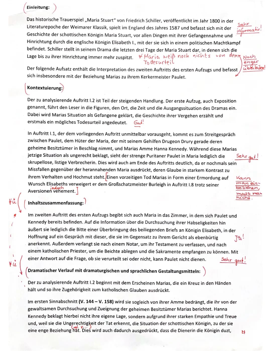 Übungsaufsatz zur Dramenanalyse 11/1
Friedrich Schiller: Maria Stuart - Auftritt 1.2
Erschließen Sie den Auftritt 1.2 aus Schillers Drama ,,
