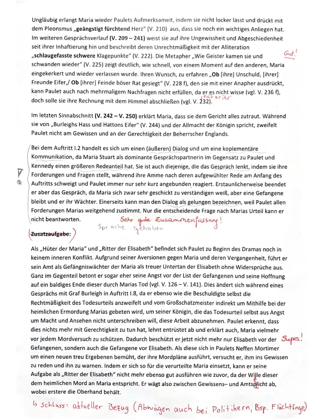 Übungsaufsatz zur Dramenanalyse 11/1
Friedrich Schiller: Maria Stuart - Auftritt 1.2
Erschließen Sie den Auftritt 1.2 aus Schillers Drama ,,