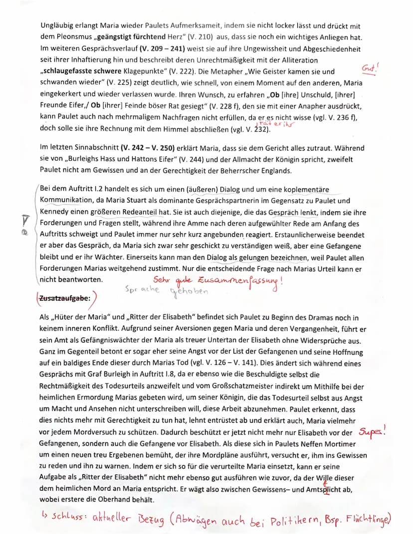Übungsaufsatz zur Dramenanalyse 11/1
Friedrich Schiller: Maria Stuart - Auftritt 1.2
Erschließen Sie den Auftritt 1.2 aus Schillers Drama ,,