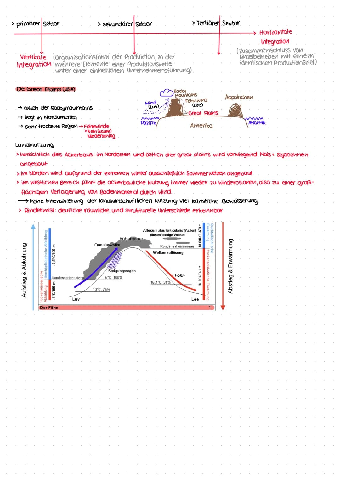 > primärer Sektor
Vertikale (Organisationsform der Produktion, in der
Integration mehrere Elemente einer Produktionskette
Die Great Plains (