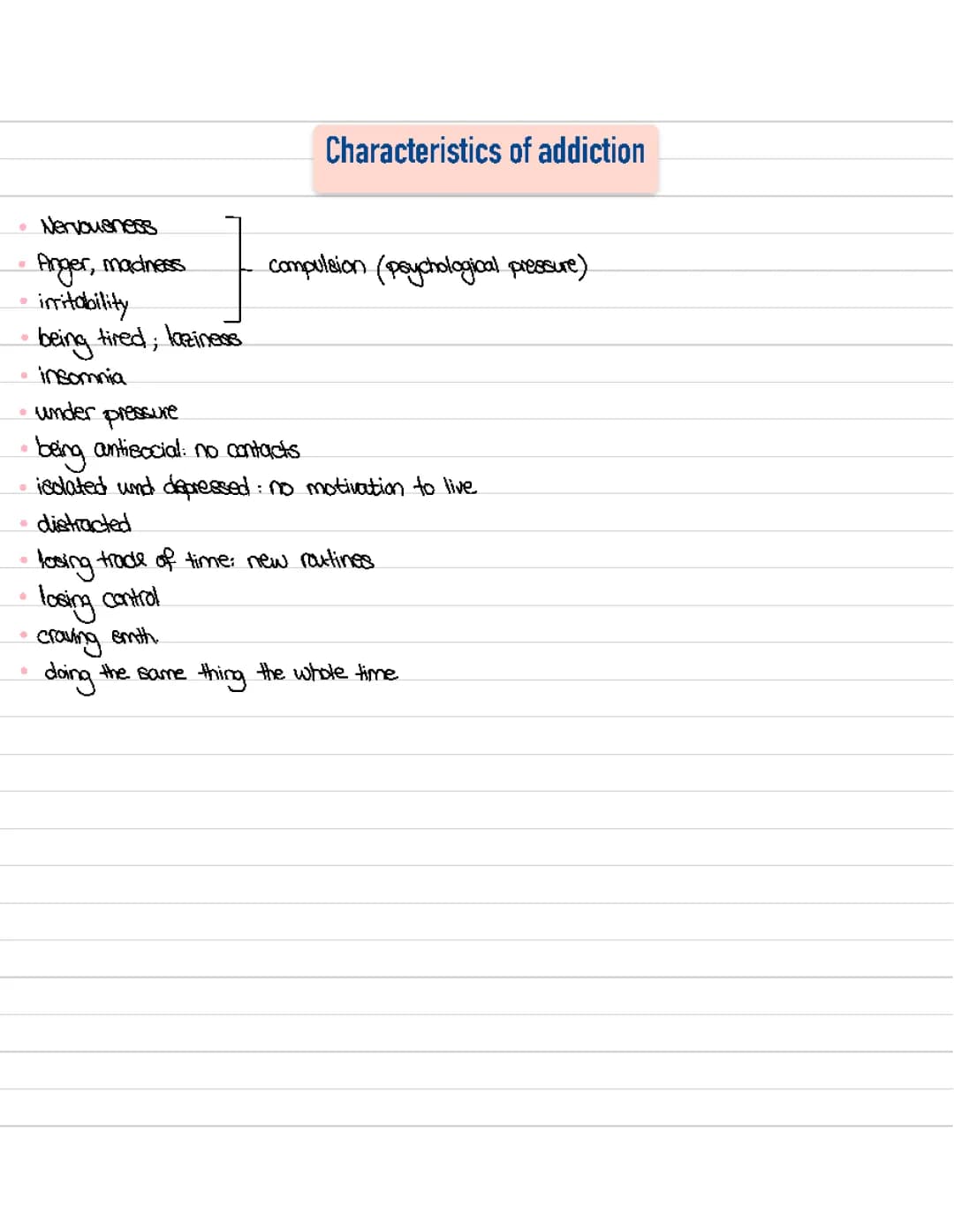 Characteristics of addiction 