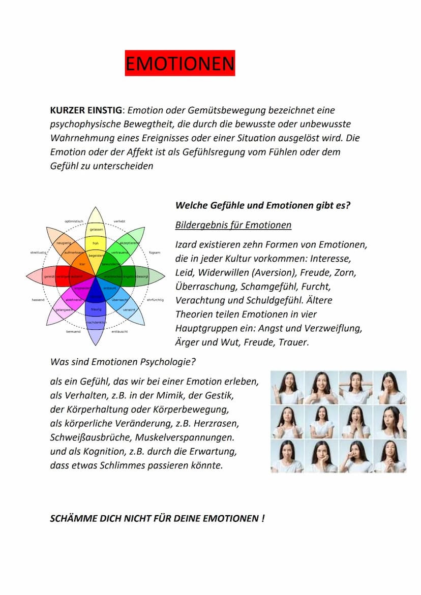 streitlustig,
hassend
KURZER EINSTIG: Emotion oder Gemütsbewegung bezeichnet eine
psychophysische Bewegtheit, die durch die bewusste oder un