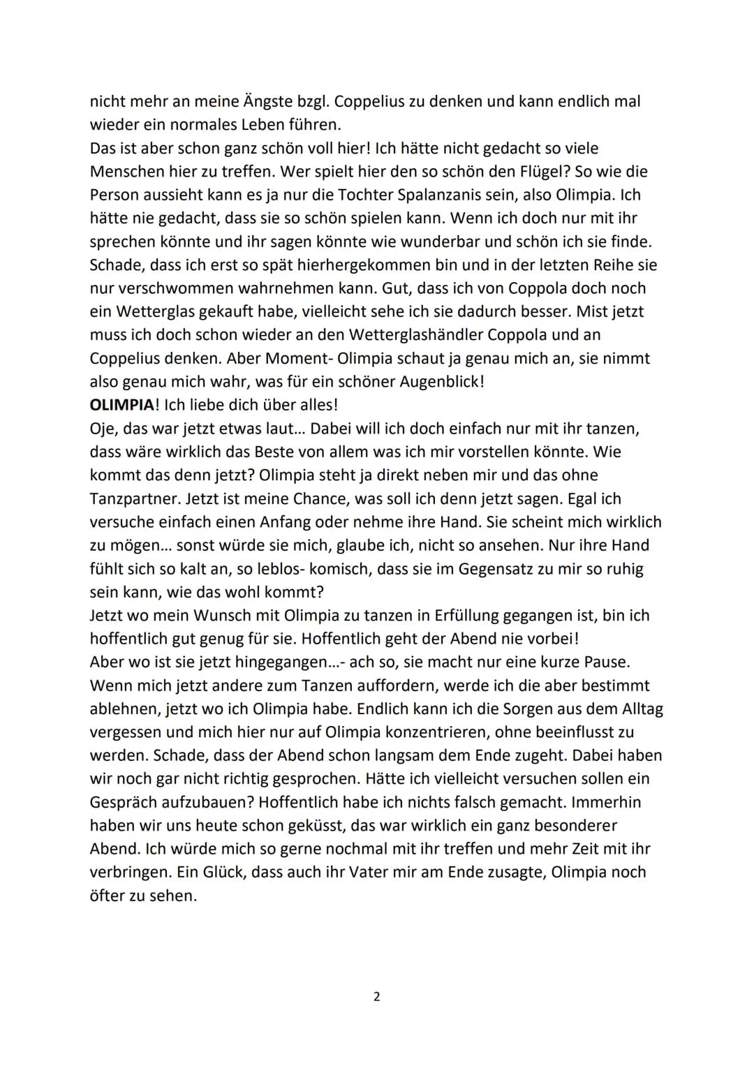 1.Das Verhaltensrepertoire Olimpias (Buch Seite 35, Zeile 24
bis Seite 38, Zeile 28) Aljosha 16.03.2020:
Nathanael lernt Olimpia auf einem F