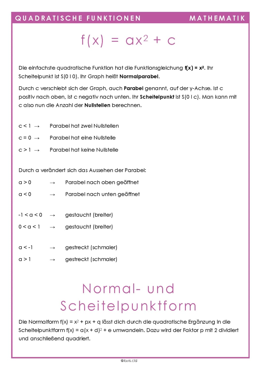 Quadratische Funktionen 