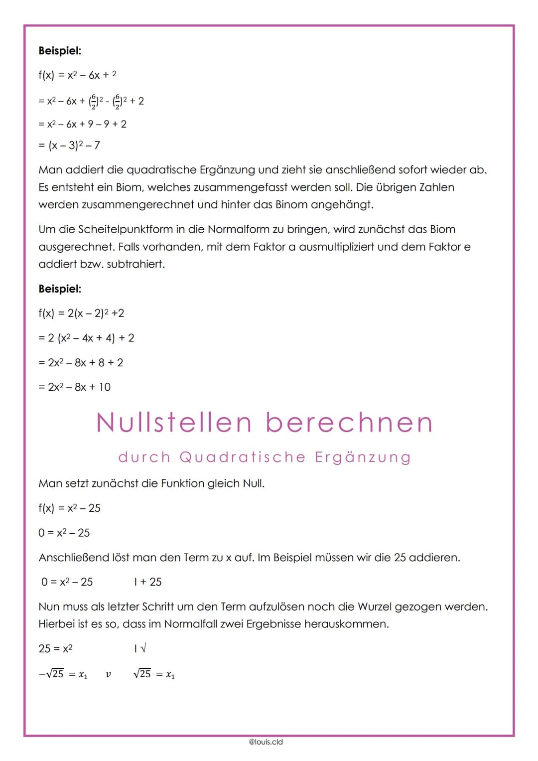 QUADRATISCHE FUNKTIONEN
C<1 →
Die einfachste quadratische Funktion hat die Funktionsgleichung f(x) = x². Ihr
Scheitelpunkt ist S(010). Ihr G