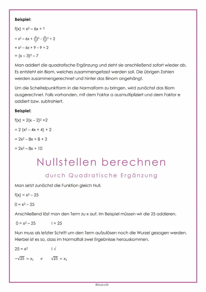 QUADRATISCHE FUNKTIONEN
C<1 →
Die einfachste quadratische Funktion hat die Funktionsgleichung f(x) = x². Ihr
Scheitelpunkt ist S(010). Ihr G