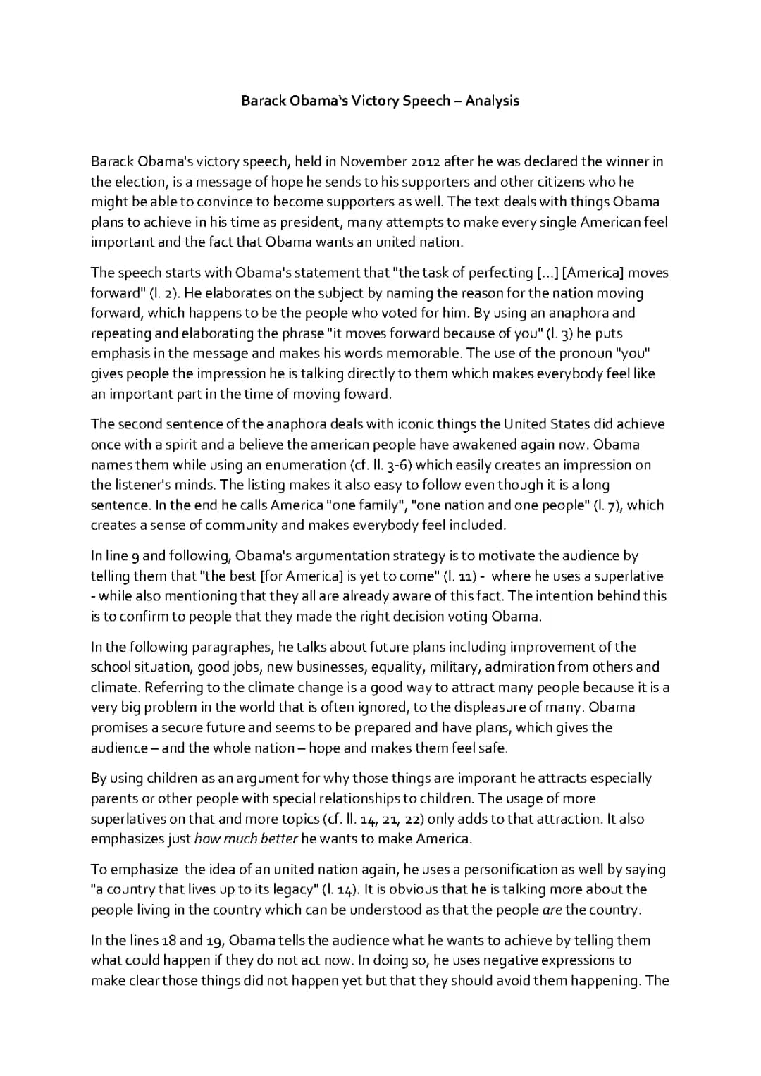 speech analysis: Obama‘s victory speech 