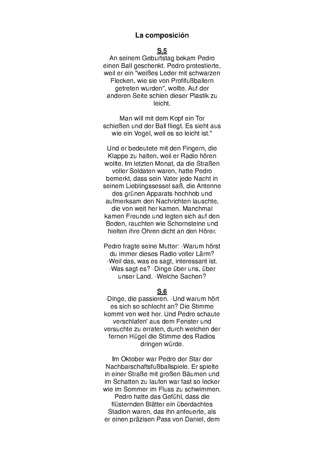 La composición: Zusammenfassung, Analyse und Charakterisierung auf Deutsch