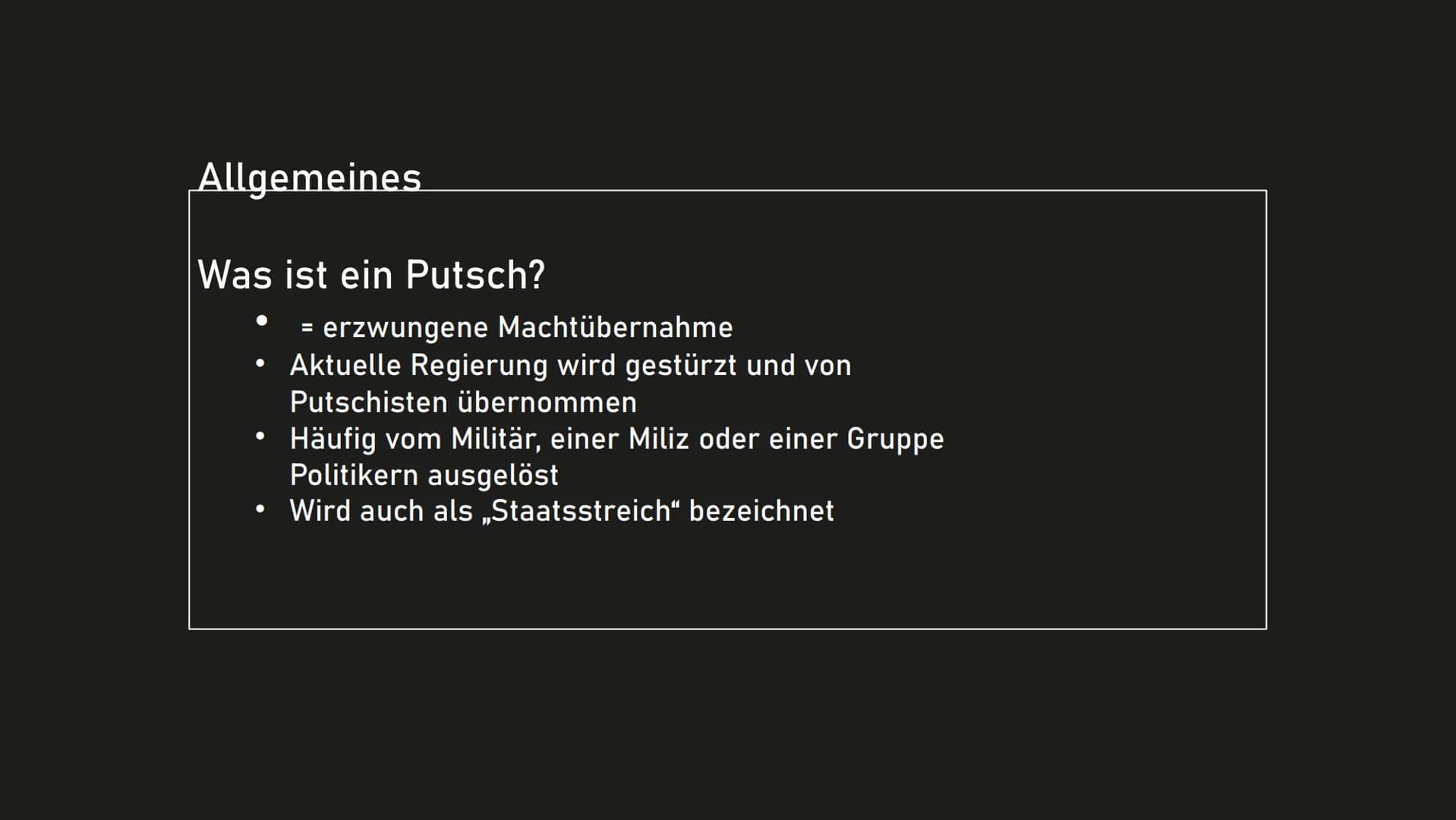 Der Hitlerputsch HOLD
PR
m
6
Sendling
Gliederung
1. Allgemeines
2. Vorgeschichte
3. Verlauf des Putsches
4. Folgen und Bedeutung
5. Quelle A