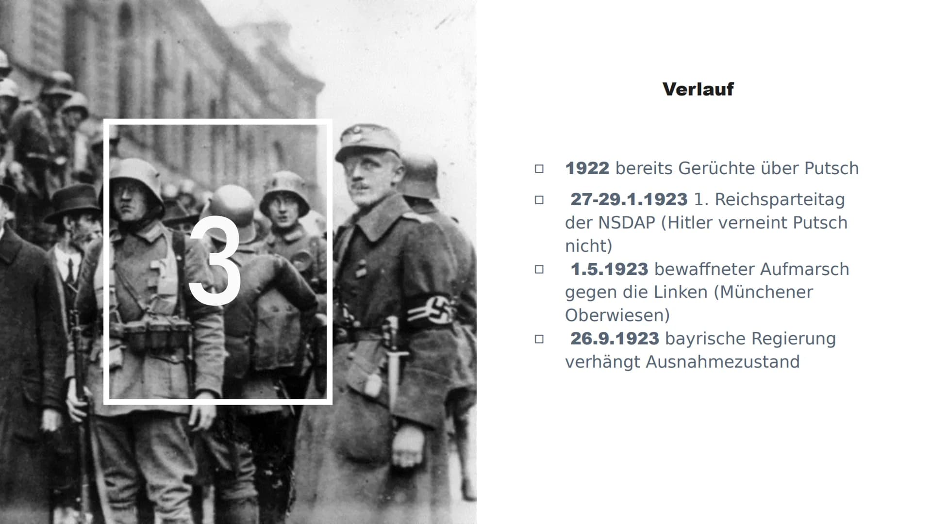 Der Hitlerputsch HOLD
PR
m
6
Sendling
Gliederung
1. Allgemeines
2. Vorgeschichte
3. Verlauf des Putsches
4. Folgen und Bedeutung
5. Quelle A