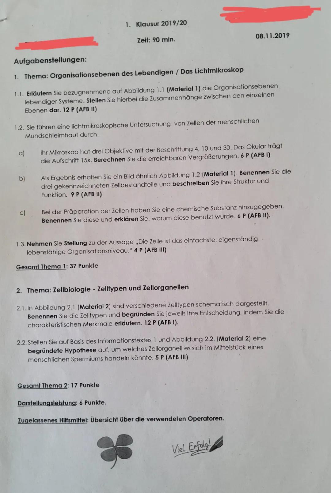 Alle Klausuren für Bio Klasse 12: Zellatmung, Gentechnik, Fotosynthese und mehr!