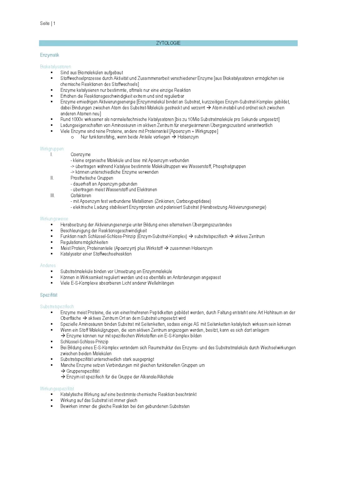 Abitur Lernzettel Biologie 