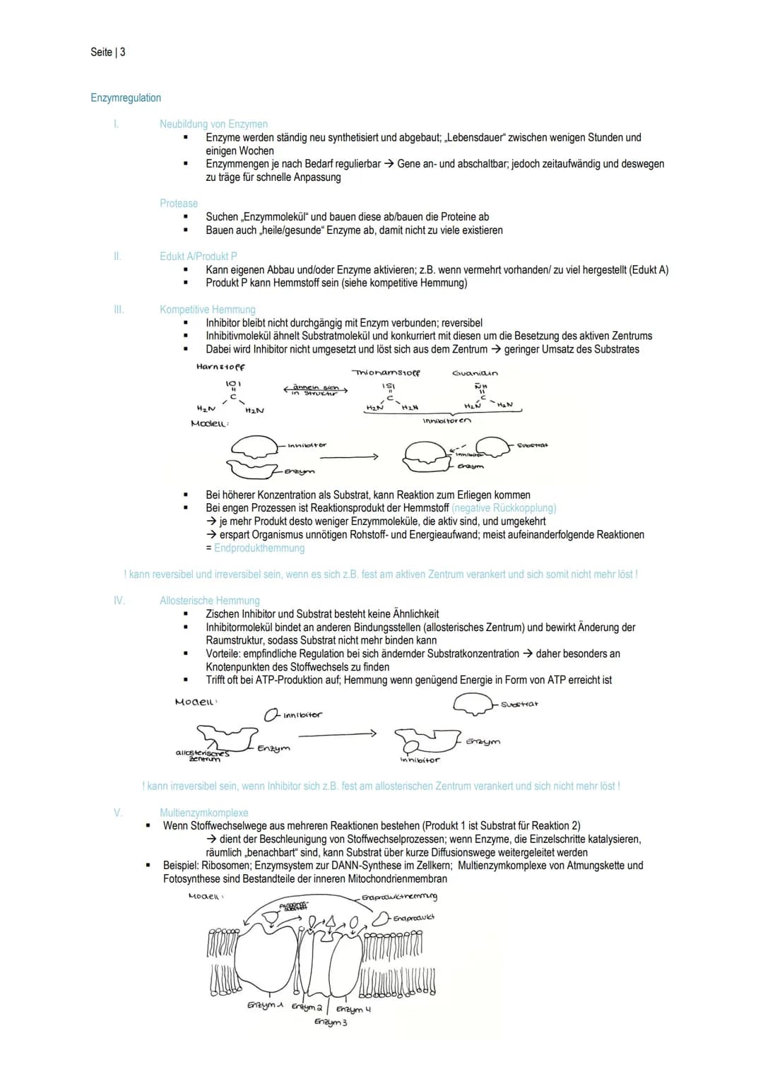Seite | 1
Enzymatik
Biokatalysatoren
.
II.
III.
Wirkgruppen
I.
■
Anderes
Wirkungsweise
■
Sind aus Biomolekülen aufgebaut
Stoffwechselprozess
