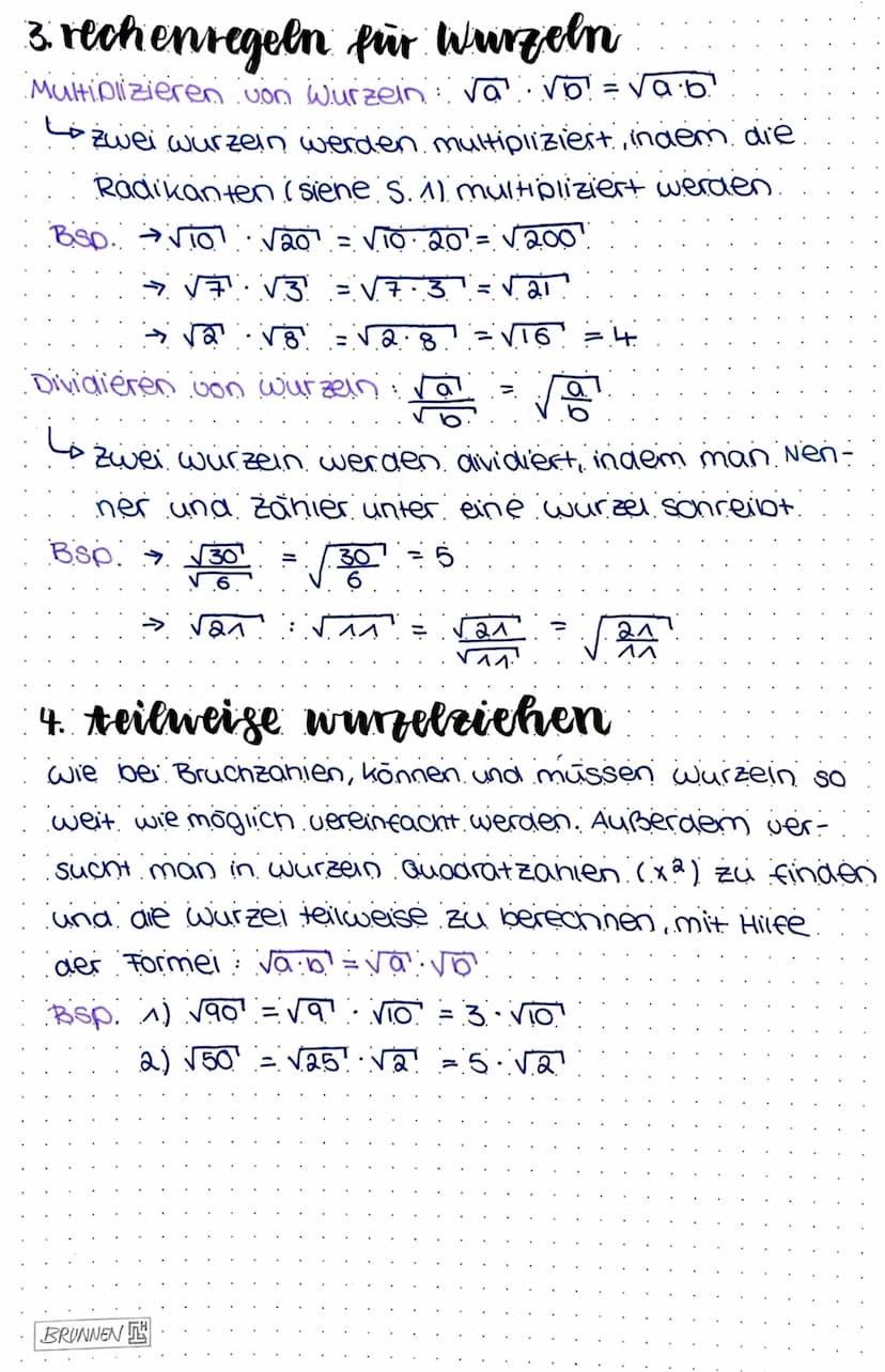 Weereeln
übersicht:
1. Quadratzahlen und Quadratwurzeln.
2. Näherungswerte - Bestimmung von Wurzeln
3. Rechenregein für Wurzeln.
4. teilweis