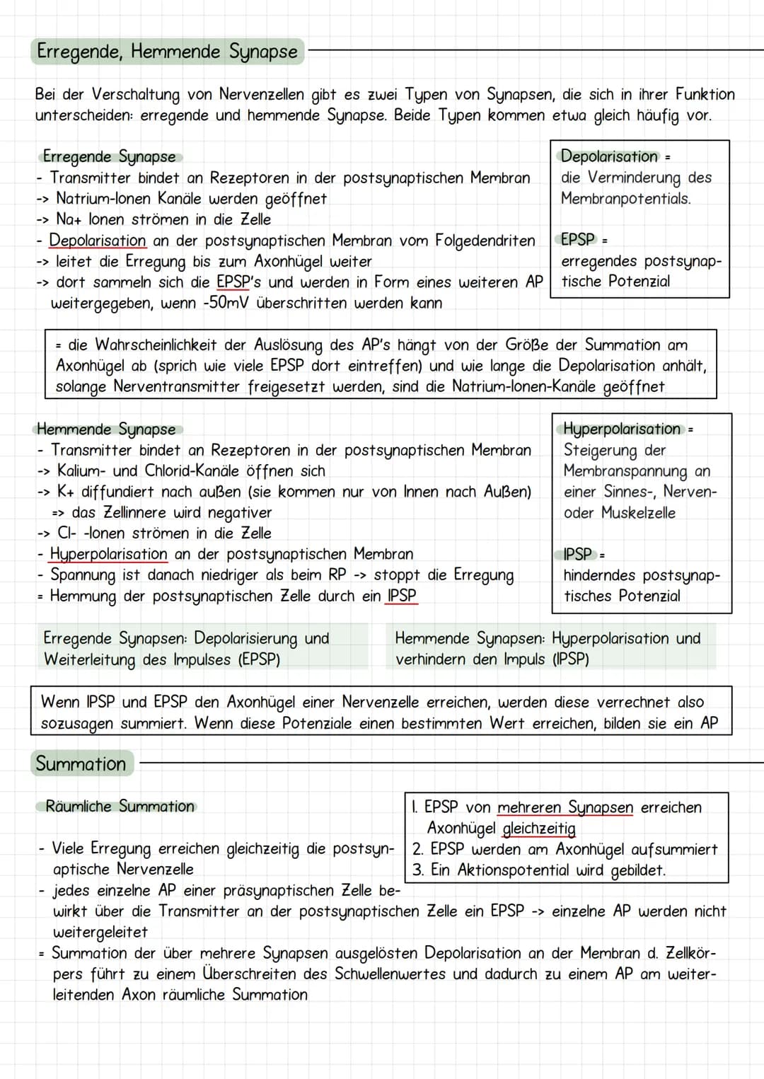 Neurobiologie
Aufbau Neuronen / Nervenzelle
1. Dendriten
->
Verrechnungsfunktion, laufende Erregung und Wei-
terleitung
2. Zellmembran
3. Ze