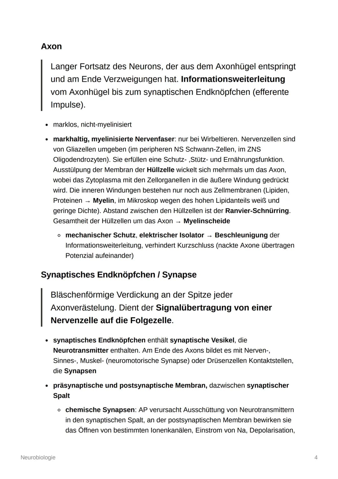 Neurobiologie
Aufbau und Organisation des Nervensystems
Zentrales Nervensystem (ZNS): Gehirn und Rückenmark
Peripheres Nervensystem (PNS): a