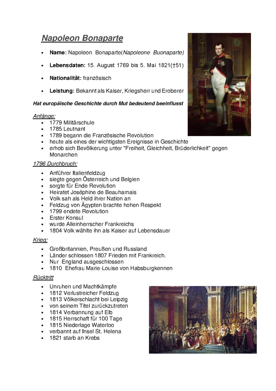 Steckbrief Napoleon